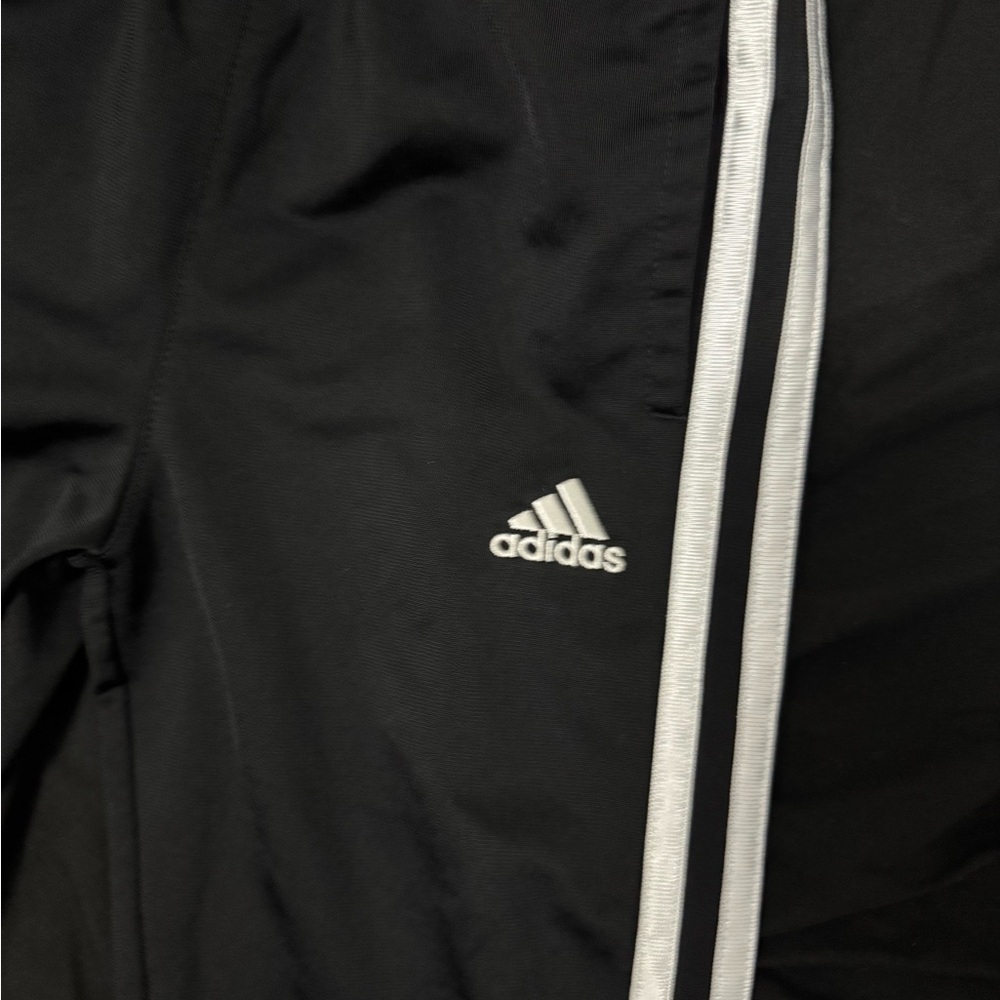 Adidas Kids Black Joggers with White Stripes - Picture 2 of 4
